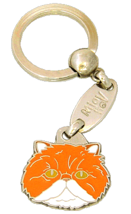 Персидская кошка белый и красный <br> (брелоки для ключей, Гравировка включена в стоимость)